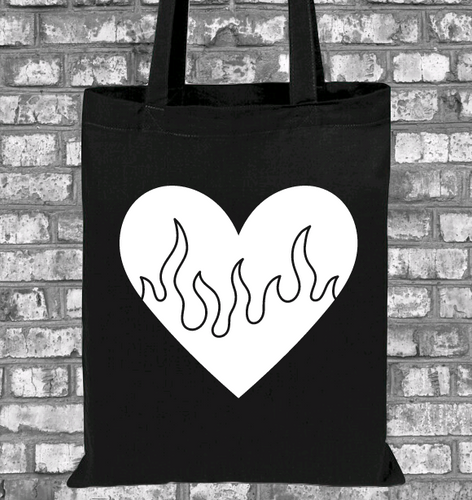 Flaming Heart Tote Bag