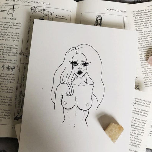 Topless Woman Print